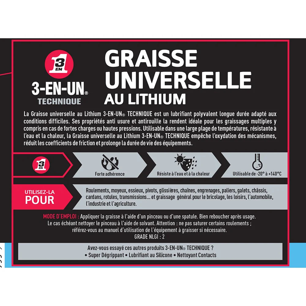 Graisse Universelle au Lithium – 3 en 1 (pot 1 kg)